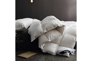 Globon Fusion Fluffy White Down Comforter King Size,Heavy Weight for Winter 680 Fill Power, Ultra Soft Cotton Shell with Corner Tabs, White