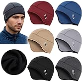Handepo 6 Pcs Winter Helmet Liner Skull Cap with Glasses Holes Thermal Cycling Caps Thermal Beanie Running Hat for Men Women
