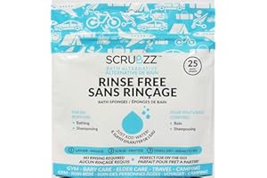 Scrubzz Disposable NO RINSE Bathing Wipes- 25 Pack Canada- All-in-1 Single Use Shower Wipes, Simply Dampen, Lather, and Dry W