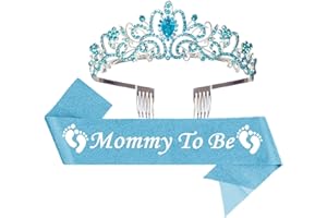 GDTO8820 Mom to Be Baby Shower Decorations, Mommy to Be Crown and Sash Mother to Be Sash Baby Shower Boy Mommy to Be Sash and Tiara Set for Boys (Blue), Glitter sash
