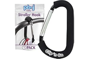 PBnJ baby Stroller Hooks for Hanging Diaper Bags - Mommy Stroller Clip and Stroller Accessories Organizer Hook - Large Carabi