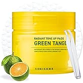 SOMISOME Green Tangerine Radiant Tone Up Pads – Korean Toner Pads with Niacinamide, Centella Asiatica & Vitamin C, Dark Spot Corrector, Tone-Up & Hydrating Face Toner 50 Pad