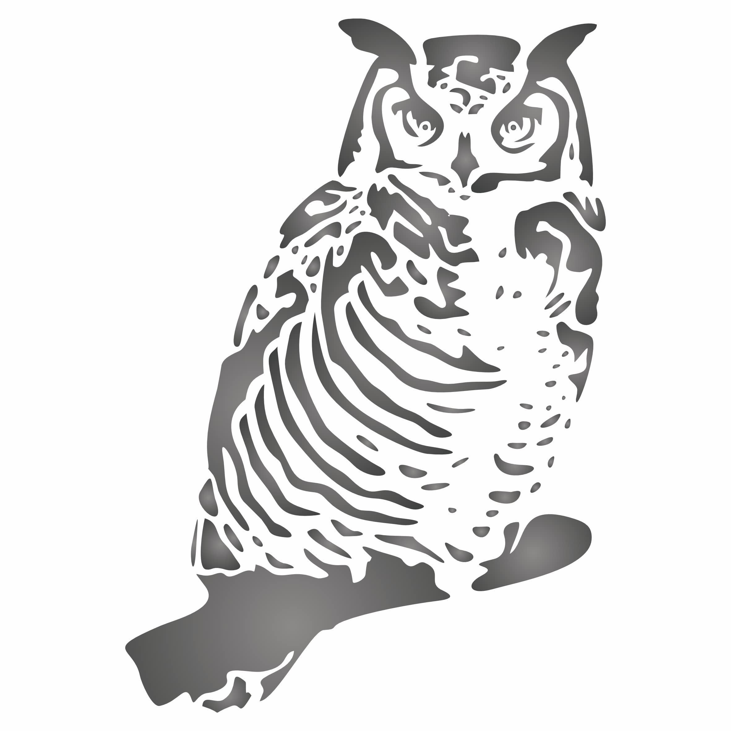 Horned Owl Stencil, 11.43 x 16.5 cm (S) - Birds Animal Wildlife Night Bird Stencils for Painting Template
