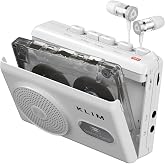 K9 Cassette Player, Portable Recorder with Built-in Speaker and Microphone | Runs on AA Batteries or AC Power, Includes a Headphone Jack, Earphones for Private Listening - White