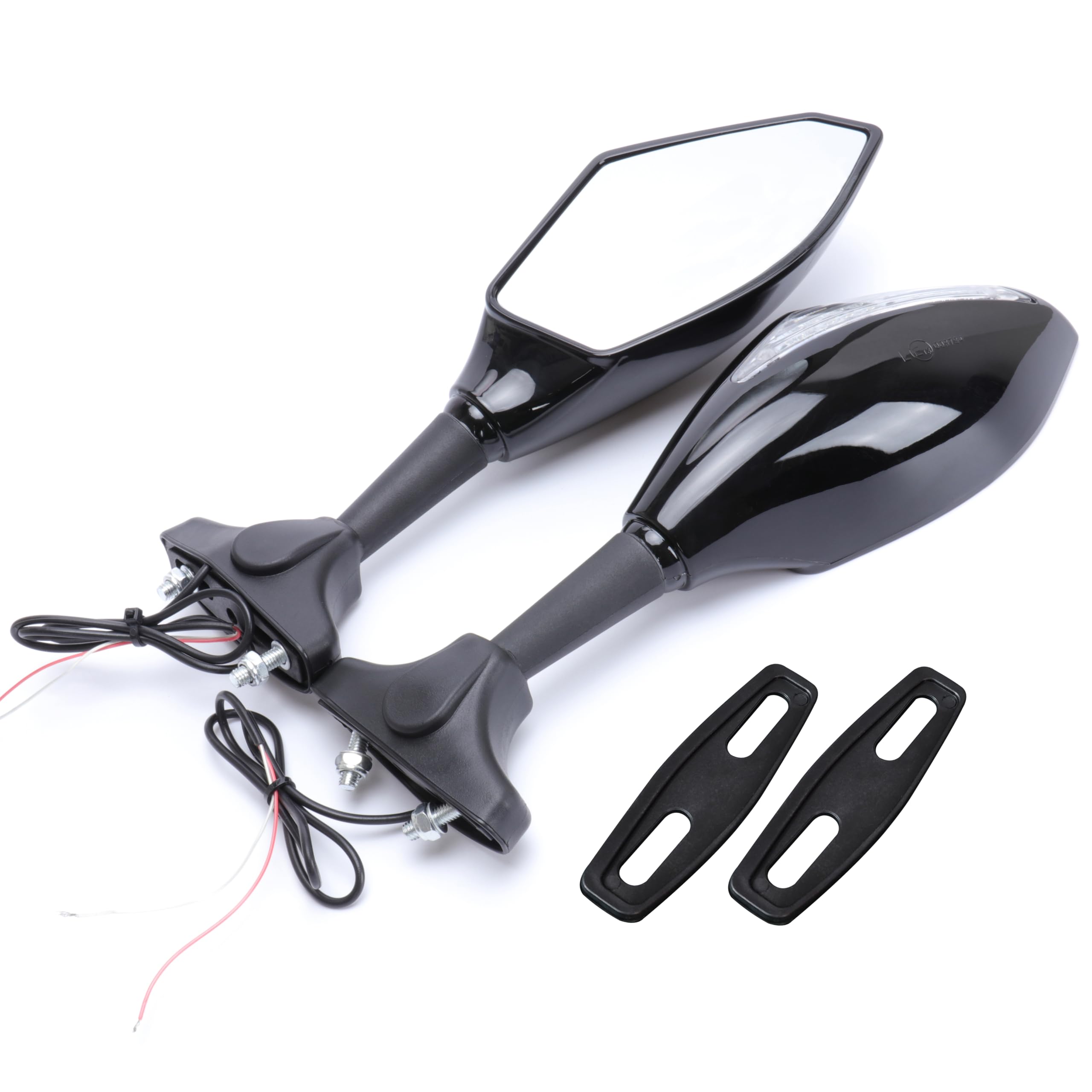 TABEN Motorcycle Led Turn Signal Integrated Indicator Rearview Mirrors for Racing Bike Sport Bike (E-Mark)