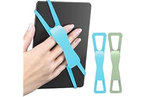 SEPTBEAM 2 Pcs of Hand Strap Holder for Kindle and Teblets - Handed Reading, Minimize Drops & Fatigue for Kindle Paperwhite/Kobo/Oasis/E-Book/Mini Teblets/Phone(Green+Blue)
