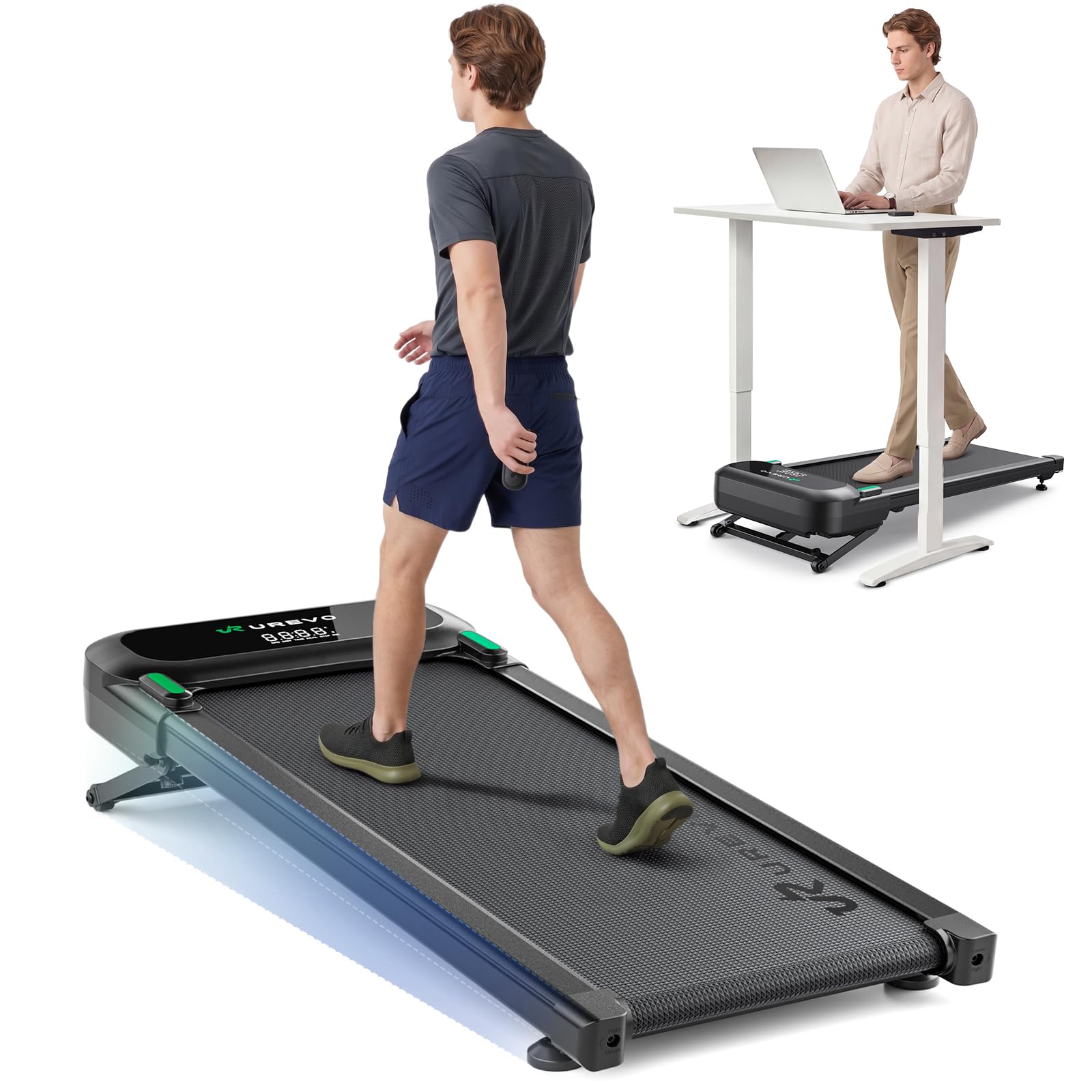 UREVO Auto Incline 10% Walking Pad Quiet Motorized Desk Treadmill