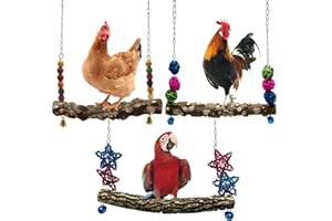 MDAKEGO Chicken Bird Swing,Chicken Perch,Natural Wooden Swing Toys,Wood Stand for Chick,Safe and Relief of Stress,Chicken Coop Accessories,Coop Swing for Chicken Bird,Parrot,Hens (3PCS)