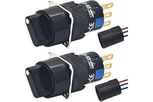 ZJWZJH Mini Rotary Switch 16mm 5/8" Selector Switch 2 Position Knob 5A 250V On Off SPDT Rotary Latching with Wire 2 Pcs UL Certification