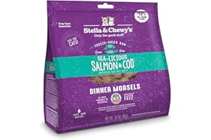 STELLA & CHEWY'S Stella & Chewy’s Freeze-Dried Raw Cat Dinner Morsels – Grain Free, Protein Rich Cat & Kitten Food – Sea-Licious Salmon & Cod Recipe – 3.5 oz Bag