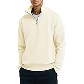 Dokotoo Men Men's Quarter Zip Sweatshirts Casual Long Sleeve Mock Neck Pullover Solid Textured Fall Clothes