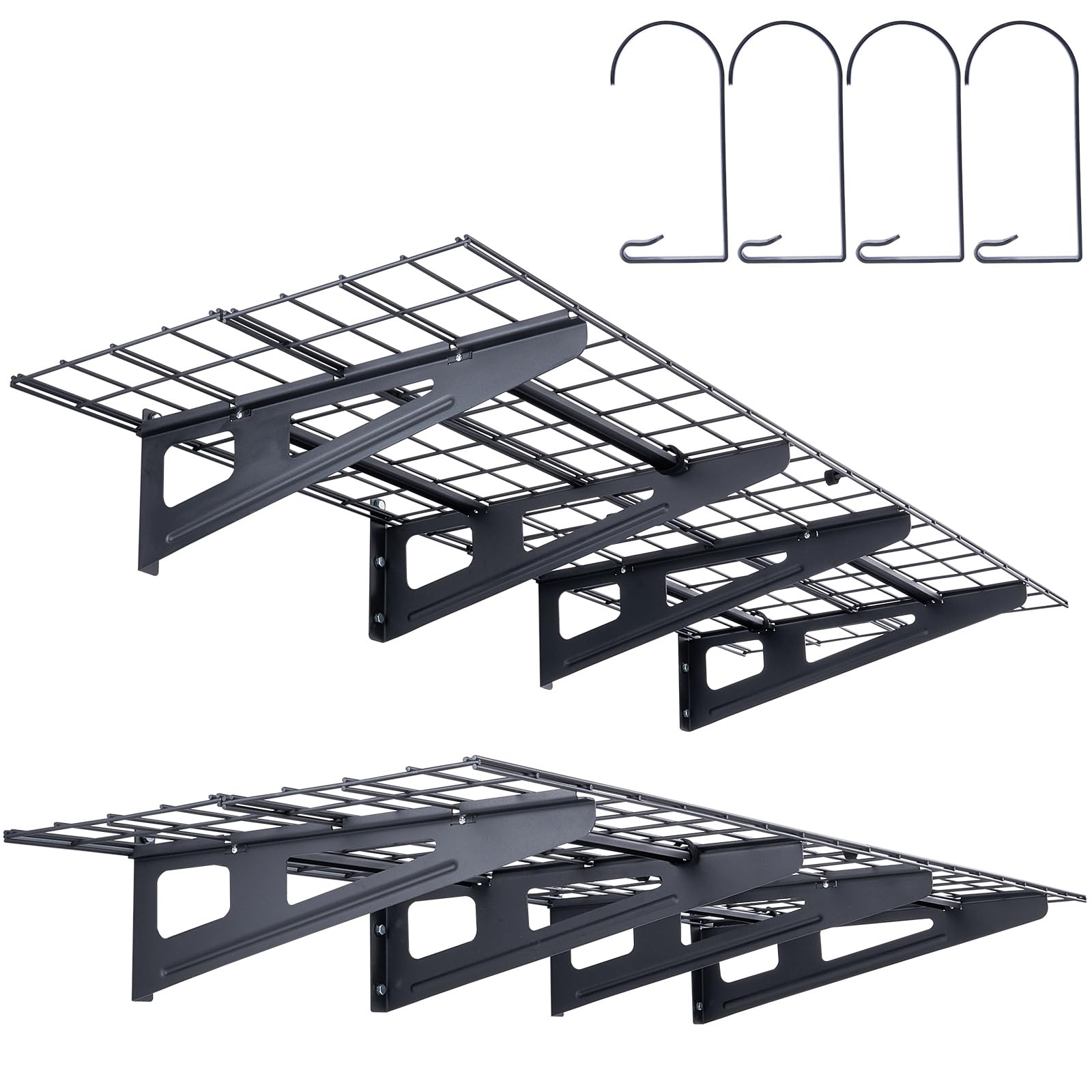 Photo 1 of ** USED** VEVOR 2 x 6 ft Garage Shelving Wall Mounted, 2 Pack Heavy Duty Wall Shelves 1000lbs Capacity, Garage Storage Rack Floating Shelves for Shop, Shed, Storage