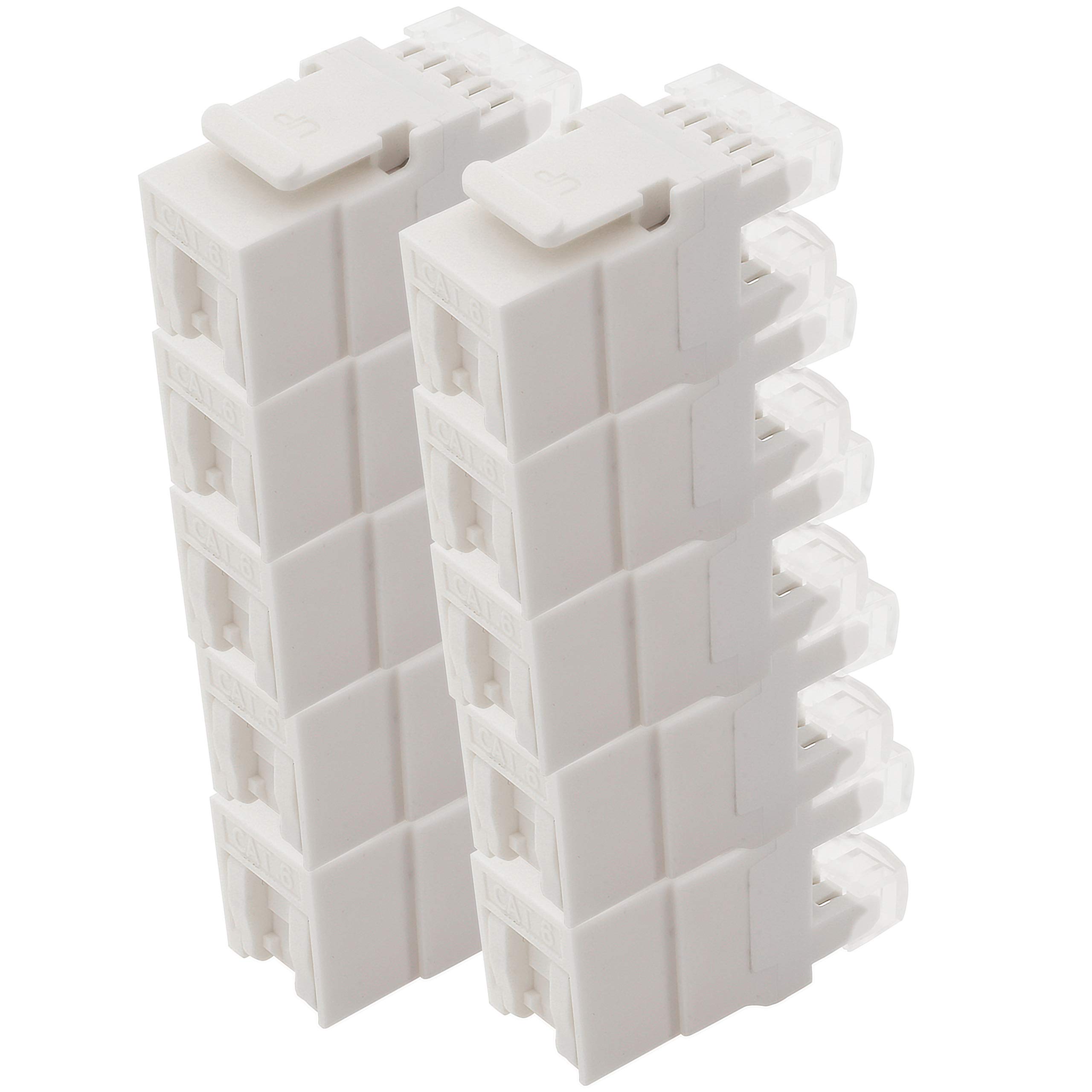 1aTTack.de Cat.6 Keystone insulation displacement terminal on RJ45 socket AWG 23 to AWG 26 dust protection compatible with Cat5 Cat6 Cat7 Cat8 White 10 pieces — image 1