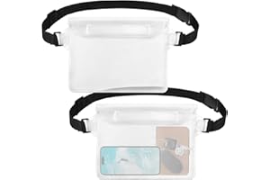jealkip 2-Pack Waterproof Pouch with Adjustable Waist Strap, Waterproof Dry Bag, Keeps Cell Phones and Valuables Safe and Dry, Perfect for Kayaking, Beach, Camping and Swimming (White)