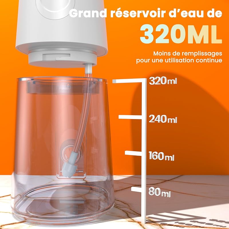 Jet Dentaire Hydropulseur Professionnel - 4 Modes de Nettoyage, Réservoir 320ML Grande Capacité