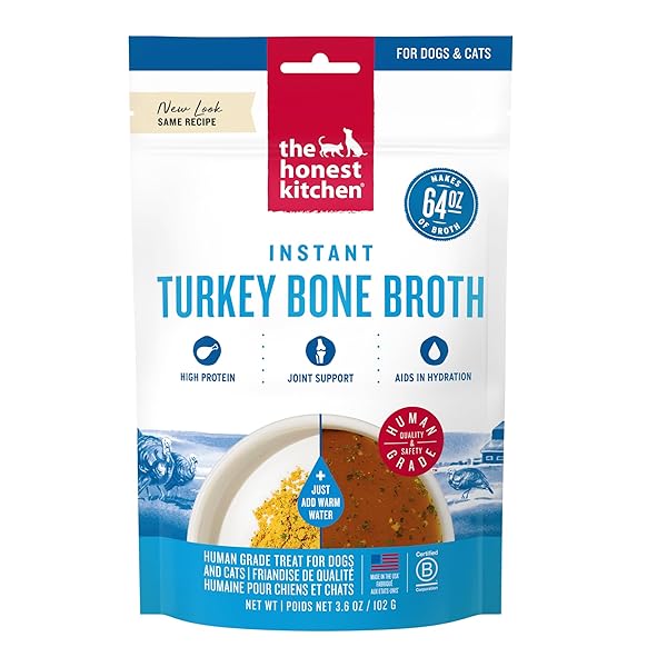 THE HONEST KITCHEN HUMAN GRADE DAILY BOOSTERS: INSTANT TURKEY BONE BROTH WITH TURMERIC, 3.6 OZ