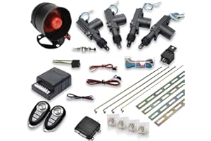 Car Remote Central Locking Kit - MASO 4 Doors Keyless Entry System + Anti-Theft Alarm Immobiliser System with Shock Sensor Universal Fits for All Car