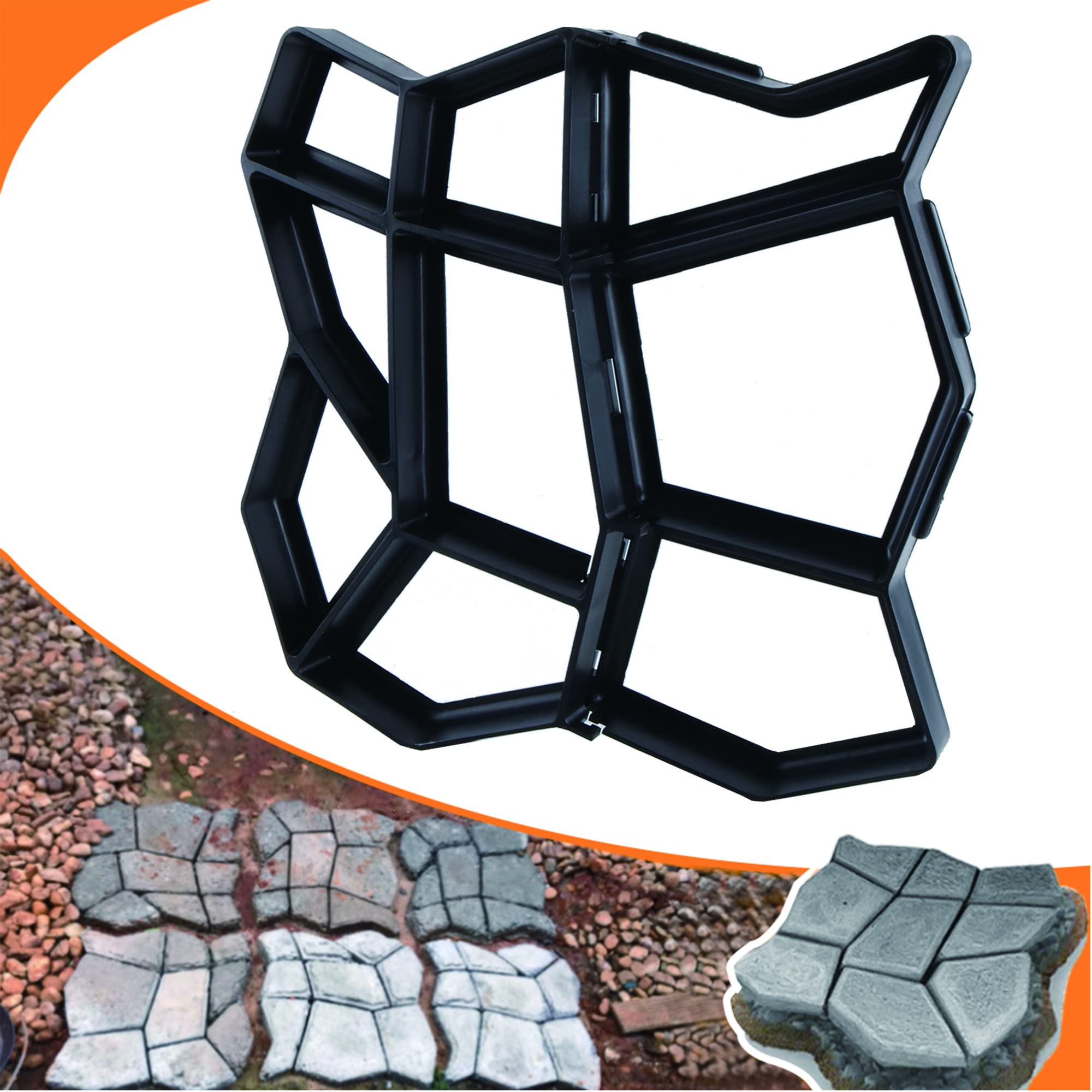 Photo 1 of Avalution Reusable Concrete Mold 17"x17"x1.6" Walker Maker Courtyard Stepping Stone Molds Lawn Garden DIY Paving Mold(Irregular)