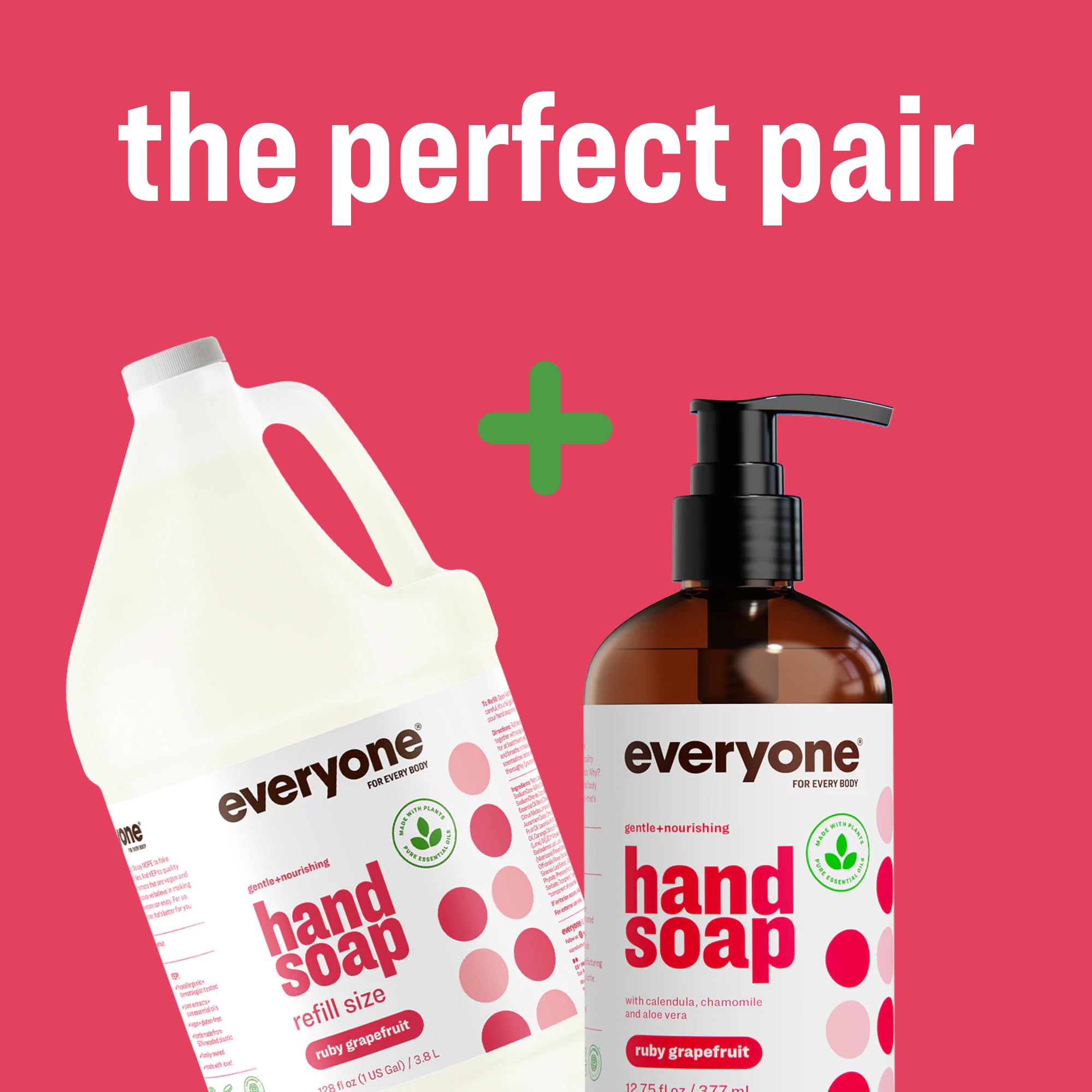 Everyone Liquid Hand Soap, 12.75 Ounce (Pack of 3), Ruby Grapefruit, Plant-Based Cleanser with Pure Essential Oils (Packaging May Vary)