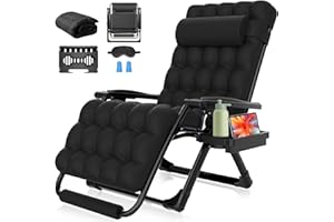 Suteck Oversized Zero Gravity Chair,33In XXL Lounge Chair w/Removable Cushion&Headrest, Reclining Camping Chair w/Upgraded Lock and Footrest, Reclining Patio Chairs Recliner for Indoor Outdoor,500LBS