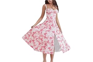GENERIC Summer Maxi Dresses for Women 2024 Casual Sundresses Long Floral Dress Sexy Sleeveless Boho Dresses Vacation Flowy Dresses