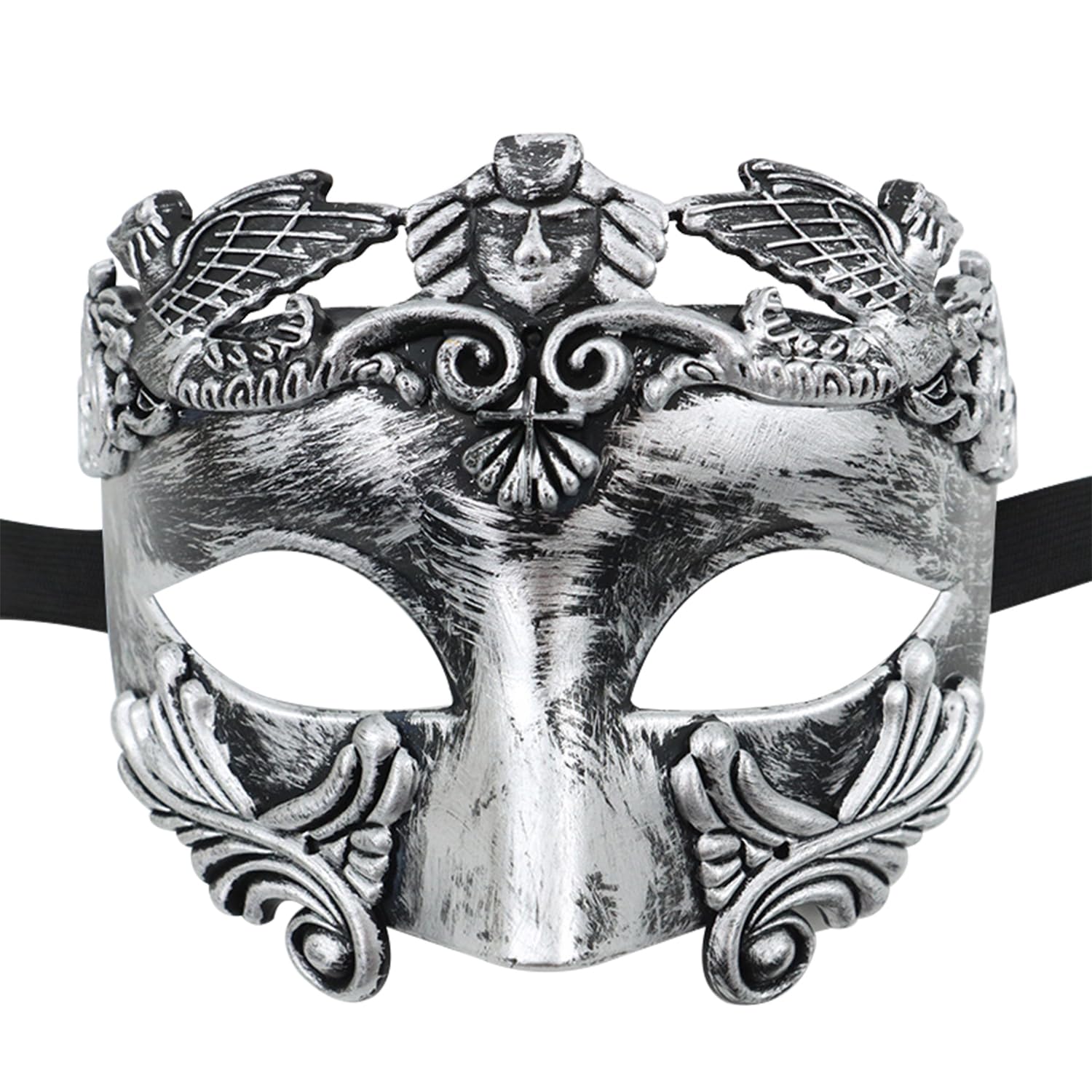 Lezevn Roman Greek Man Mask - Venetian Mask for Men, Mardi Gras (Silver) — image 1