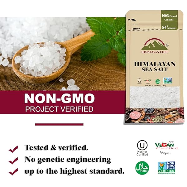 HIMALAYAN CHEF SEA SALT, ALL-NATURAL FINE GRAIN, 48-OUNCE SEA SALT BAG, NON-IODIZED, NO ADDITIVES, UNREFINED MINERAL SALT FOR DAILY COOKING & SEASONING