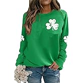 Susongeth St. Patrick's Day Sweatshirt for Women Irish Shamrock Pullover Shirts Tops Raglan Sleeve Lucky Leaf Clover Shirt