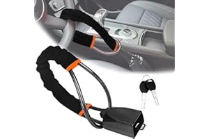 AULESSE Steering Wheel Lock Anti Theft Car Device Steering Wheel Lock Universal Steering Wheel and Seat Belt Lock for Car,Truck,SUV,and Van Security - Sturdy and Reliable with Three Keys(Black)