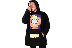 Naruto Blanket Hoodie for Men and Teenagers - Cosy Oversized Fleece Hoodie One Size Sherpa Lined - Anime Gifts for Men