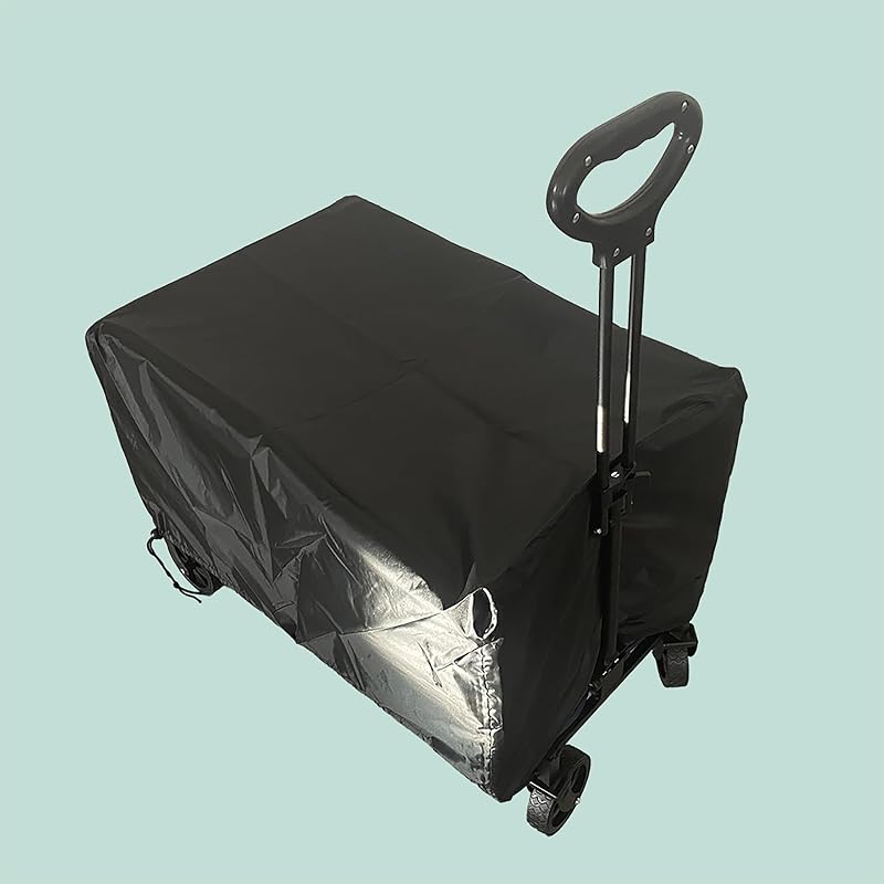 carrello pieghevole, 150 kg, manico telescopico, portellone, telo antipioggia, per spesa e campeggio, nero