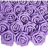 INSUNSIX 100pcs Purple Roses Artificial Flowers Foam Roses Foam Flowers Purple Artificial Flowers for DIY Wedding Bouquets Centerpieces Arrangements Party Baby Shower Home Decor(Purple)