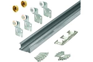 Prime-Line 161791 by-Pass Closet Track Kit, 48 in., 2-Door Hardware, Brass-Plated Pulls (1 Kit)