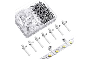 Mudder 300 Pieces LED Mounting Clips Light Bracket Strip, One Side Fixing Clips with Screws for Fixing 10 mm Wide 3528/5050 LED Light Strip(White)