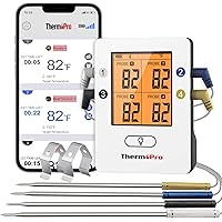 ThermoPro TP25 650FT Wireless Meat Thermometer with 4 Probes, Bluetooth Meat Thermometer for Cooking, BBQ Oven Food Smoker Th