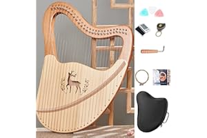 MILLOO Lyre Harp 21/24/27/32 Metal Strings Mahogany Acoustic Harp with Extra Strings Picks Tuning Lever Black Gig Bag Beginner's Manual for Lyre Children Adult Gifts (27 Strings)