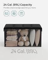 SONGMICS MAZIE Collection Storage Ottoman Bench 76 cm Ink Black LSF047B51 view 4
