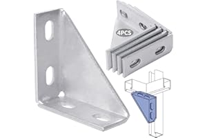 YEESPORT 8Pcs 90 Degree Gusseted Fittings, Carbon Steel Q235 4 Hole Right Angle Connector Brackets for 1-5/8" Channel, 4" x 4" x 1-1.5" Gusset Corner Brace Fasteners for Unistrut Channels