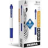 Zebra Pen, SARASA Dry X20+ Retractable Gel Pens, 0.7mm Medium Point, Blue Ink, Fast-Dry Smear-Resistant Gel, Protective Coated Barrel with Comfort Grip, Left-Hand Friendly, 12-Pack (41620)