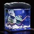 Betta Fish Tank, 2 Gallon Glass Aquarium, Small Fish Tank with Filter and LED Plant Light, Betta Shrimp Guppy Jellyfish Starter Kit Self-Cleaning Tank, Ultra Quiet Decoration Kids Room Gift