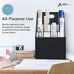 Adir Blue Print Storage Organizer Cart - Wooden