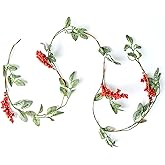 CraftMore Holiday Mini Leaf Garland with Berries