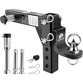 METOWARE Adjustable Trailer Hitch Ball Mount, 2" Towing Ball 7500 LBS, Fits 2-Inch Receiver, 6-Position Heavy Duty Tow Hitch 