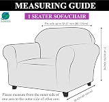 SAMSTEX 1 Seater Sofa Cover Beige High Stretch 1-Piece Anti-Slip Machine view 6