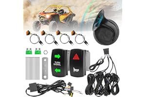 ELMCONFIG ATV UTV Turn Signal Kit, Universal Street Legal Turn Signal with Toggle Switch & 60B Horn, Plug and Play Blinker Kit for Polaris, Can-Am, Kawasaki, Arctic Cat, Pioneer Golf Cart Dune Buggy