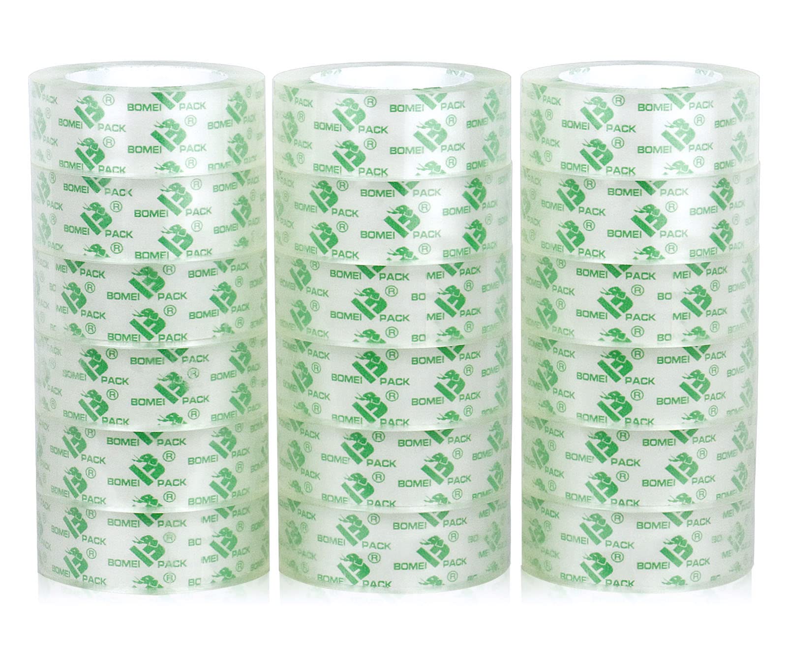 BOMEI PACK 18 Rolls Stationery Tape Transparent Small Tape 18 mm x 33 m,Sticky for Presents wraping DIY Craft Sealing in School Office Home Letter Labeling easy tear Mini tape Glossy Clear