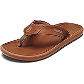 OLUKAI Pili Men's Leather Sandals, Sleek & Versatile Design, Comfortable & Waterproof Straps, Arch Support & Everyday Wear