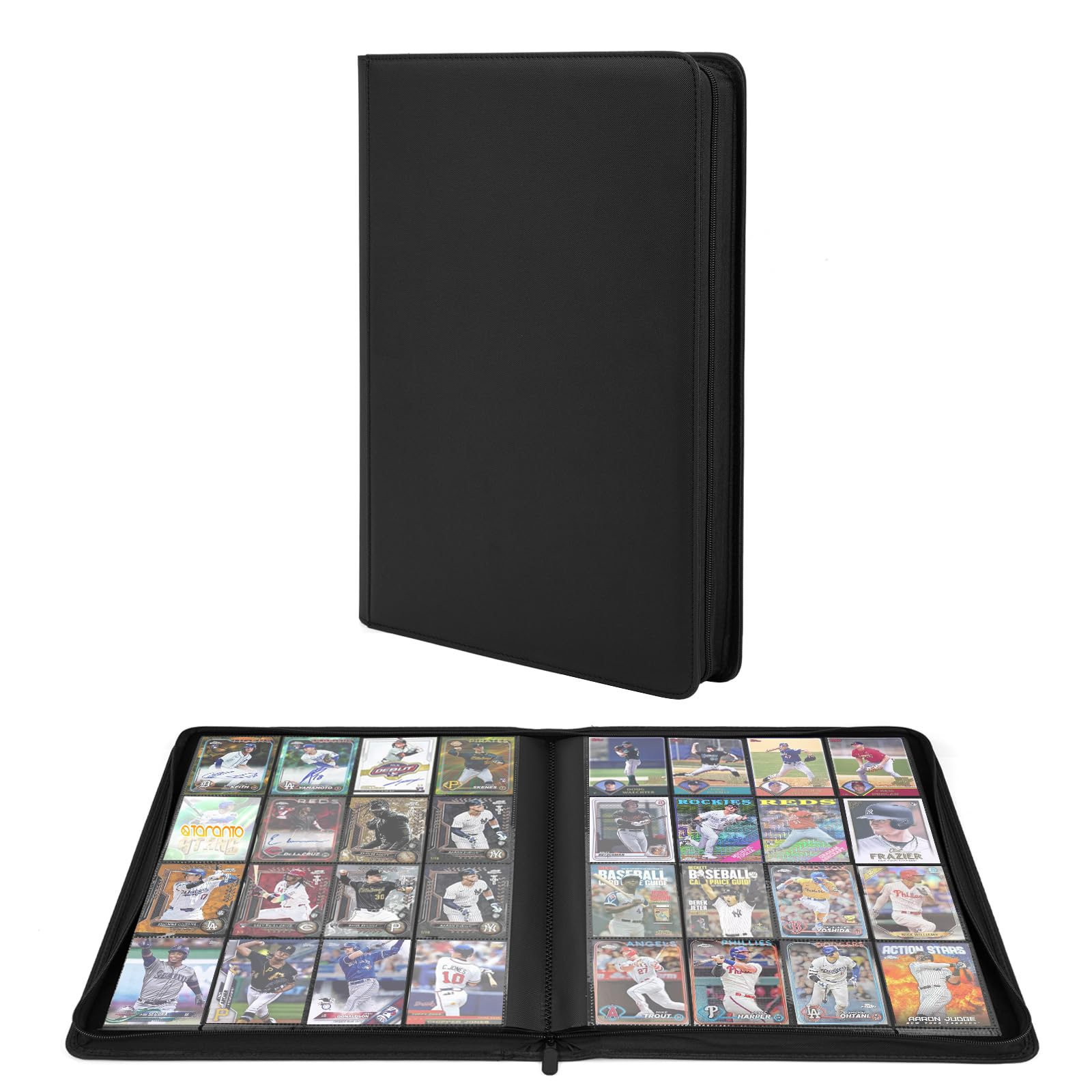 Photo 1 of Premium 1000+ Pockets Trading Card Binder, 16-Pocket Ringless Side-Loading Album for TCG, MTG, Lorcana, Sports & Standard-Size Cards (Black2)