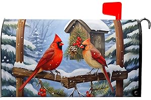 HAROONI Winter Mailbox Covers Magnetic Red Cardinal Birds Winter Mailbox Wraps Standard Size 18x21in Holiday Garden Post Box Cover Decor for Home Garden Outdoor Yard