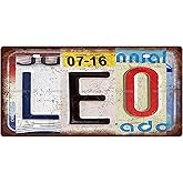 LEO - Zodiac Sign Vintage Metal Tin Sign, License Plate, Home Decor, Room Decor, Wall Decor, Bathroom Decor, Bar Decor, Cafe Decor, Garage Decor, 12 x 6 Inch